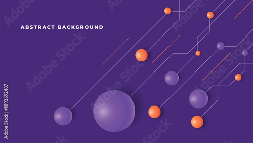 Abstract geometric background featuring a modern combination of purple and orange colors, with dynamic lines, shapes, and futuristic