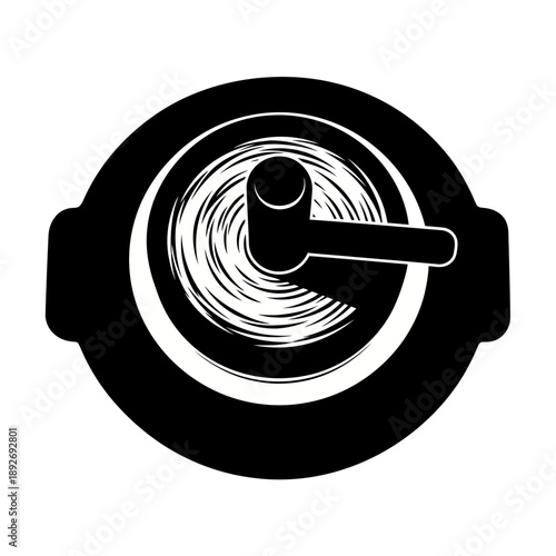 Traditional Round Mortar Grinding Illustration