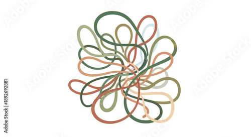 Abstract colorful tangled line art knot vector design