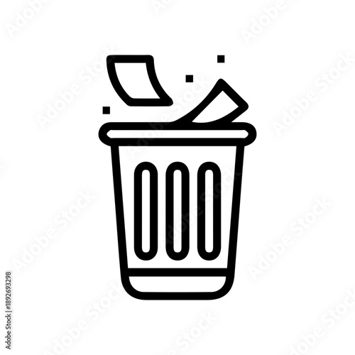 Trash can icon with paper