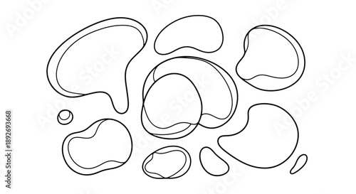 Set of abstract organic liquid blob outline vector shapes