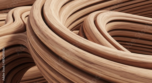 Twisting layered wood abstract design