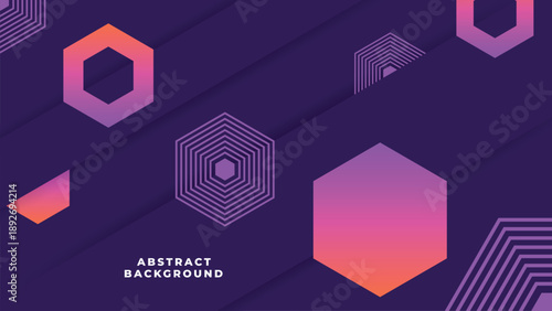 Abstract geometric background featuring a modern combination of purple and orange colors, with dynamic lines, shapes, and futuristic