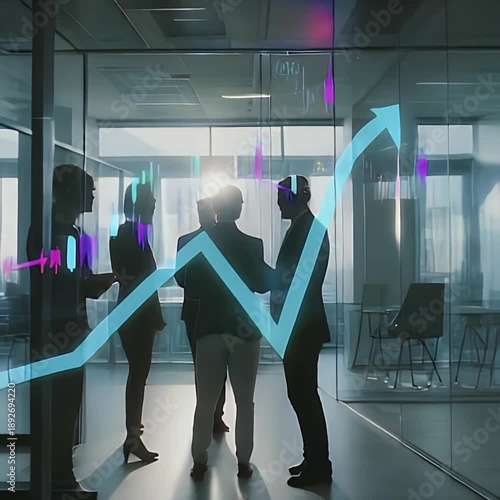 Wallpaper Mural Business professionals analyzing a dynamic chart, illustrating robust economic growth and strategic increase, with a prominent upward arrow symbolizing positive market trends and future success Torontodigital.ca