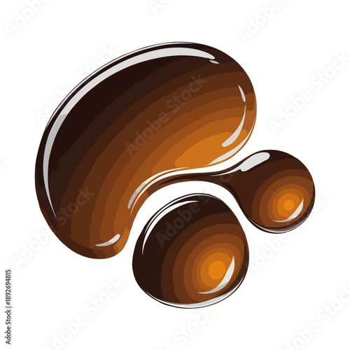 Three drops of molten chocolate isolated on white background, Vector, illustration
