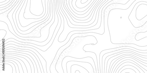 Contemporary contour line map design with subtle elevation flow on bright white background