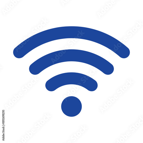 Dark blue wireless signal icon with rounded edges. Professional Wi-Fi connectivity symbol for corporate branding, software, and networking apps.