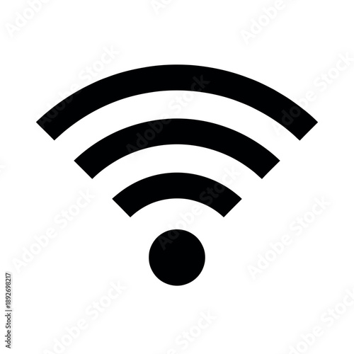 Classic black Wi-Fi signal icon isolated on white. Universal wireless internet connection symbol for web, print, and digital interface design.
