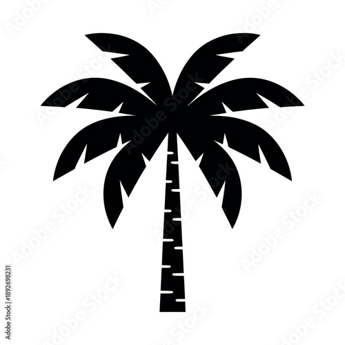 A silhouette of a palm tree in black, emphasizing simplicity and elegance in design. Ideal for bold, striking graphics.