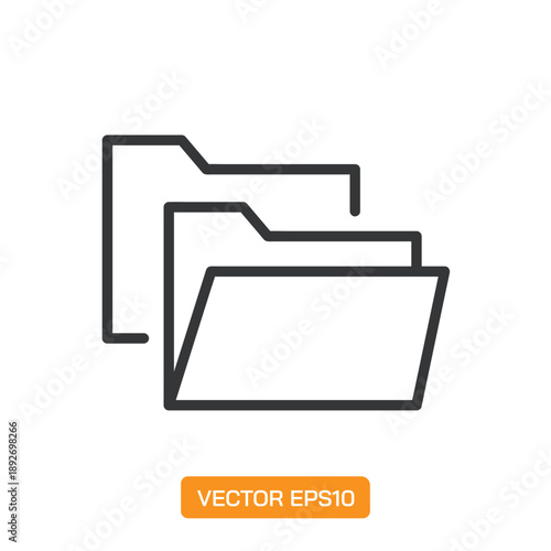 Folder Icons. Thin Line Symbol Elements Collection.