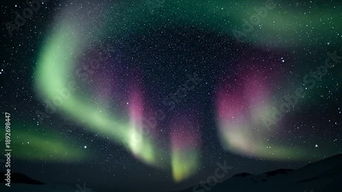 Stunning Aurora Borealis Dancing Across the Night Sky with Stars.