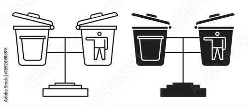 trash can icon, neat person symbol, keep clean, throw away carefully and simple flat symbol for website, mobile app, logo, app UI, vector illustration.