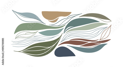 Abstract organic leaf and wave shapes vector design