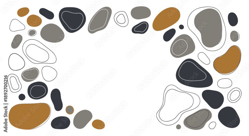 Fototapeta premium Abstract organic pebble frame vector background design