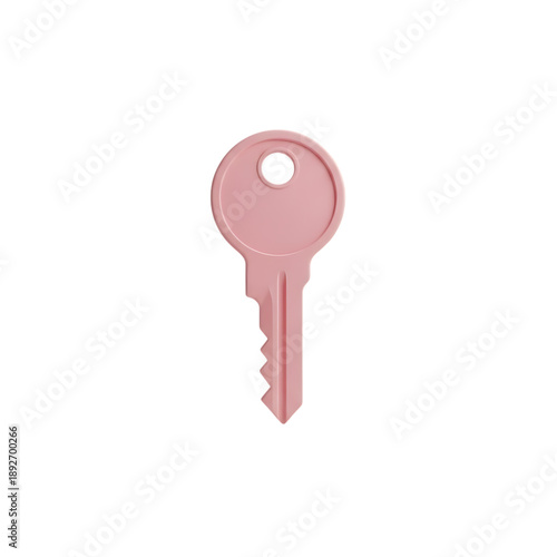 3d pink key isolated on transparent background