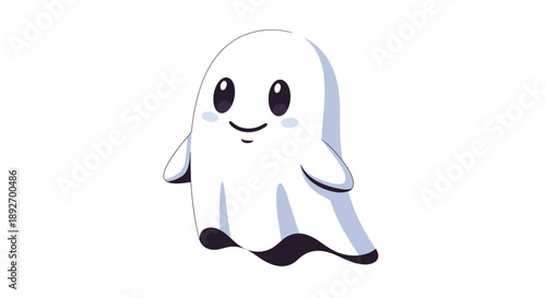 Cute Ghost: An adorable cartoon ghost hovers, radiating a gentle, friendly aura, perfect for Halloween or whimsical designs.
