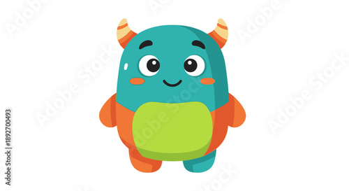 Cheerful Monster Mascot: A whimsical and cheerful monster character illustration, with a friendly expression and colorful features, is ready to bring a touch of fun.