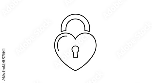 Line drawing of a heart-shaped padlock with a keyhole on a white background, simple black outline.