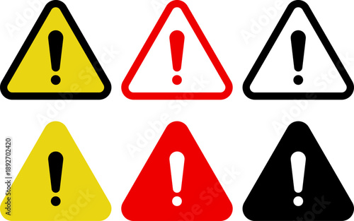 警告、注意喚起、危険、エラーを表すアイコンのセット