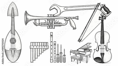 Creative Fusion: Music and Tools Collage