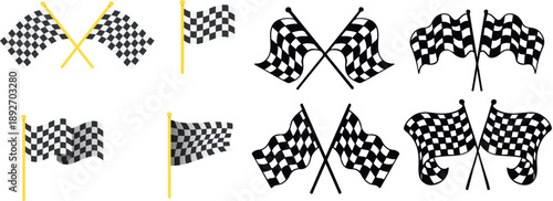 Racing Checkered Flag Vector Icons for Sports and Speed Design