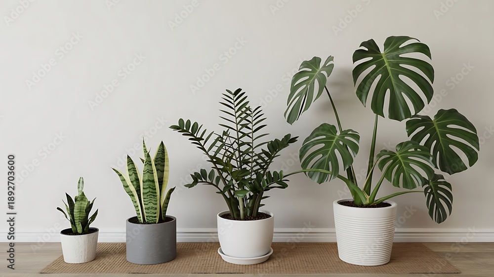 Obraz premium A collection of indoor houseplants in various pots