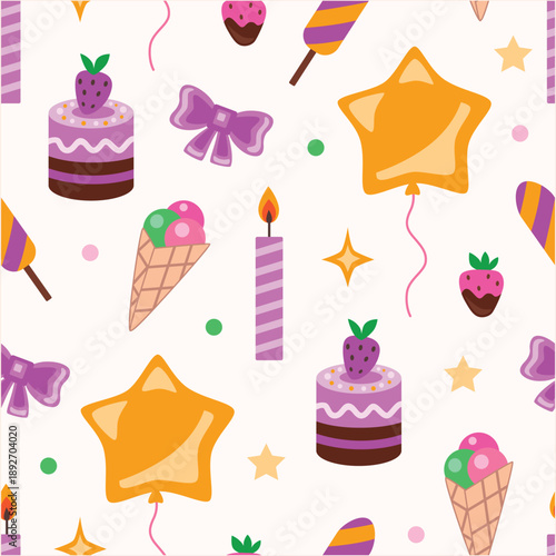 Happy birthday celebration elements seamless pattern, perfect for party decorations and invitations