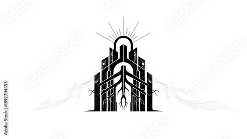 Abstract Geometric Building with Root System and Rays