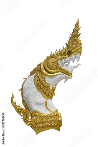 head of statue naga isolated on white background. This has clipping path.