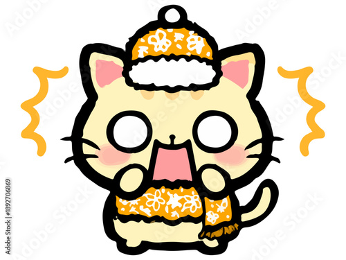 かわいいマフラー姿の猫の落書き風イラスト素材5