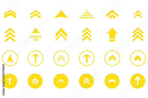 Collection of swipe up arrow icon set. blue arrow icon set with directional concepts. swipe up icons in diffrent styles, vector illustration