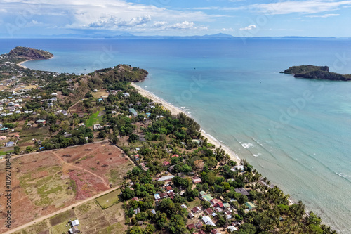 Aerial Drone View of Tanga Island near Nosy Be, Madagascar