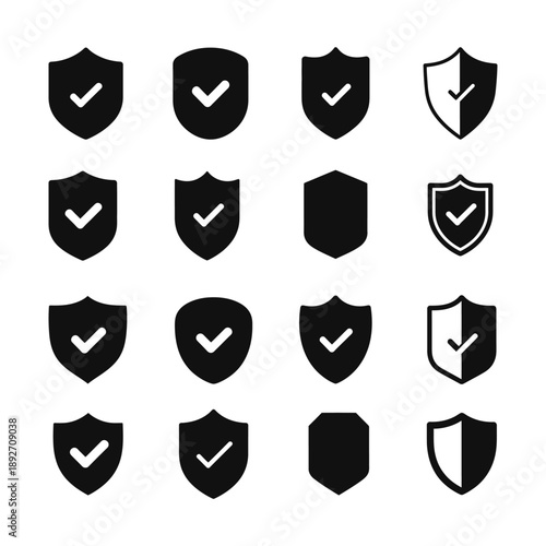 Shield check icon silhouette vector illustration