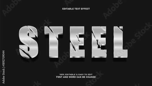Chiseled Steel Editable Text Effect with Cracked Metallic 3D Style