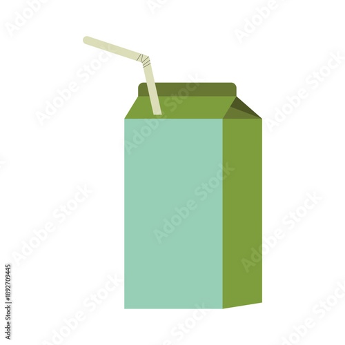Carton of juice with straw for refreshing drink