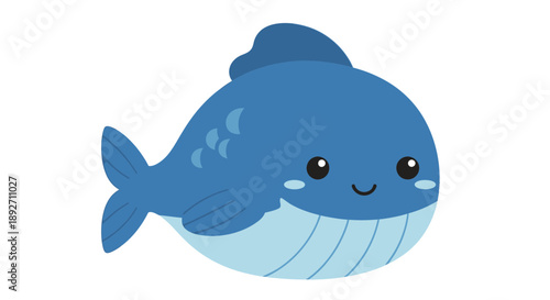 Cute Cartoon Blue Whale Illustration
