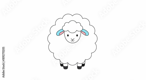 Cute cartoon sheep illustration on white background