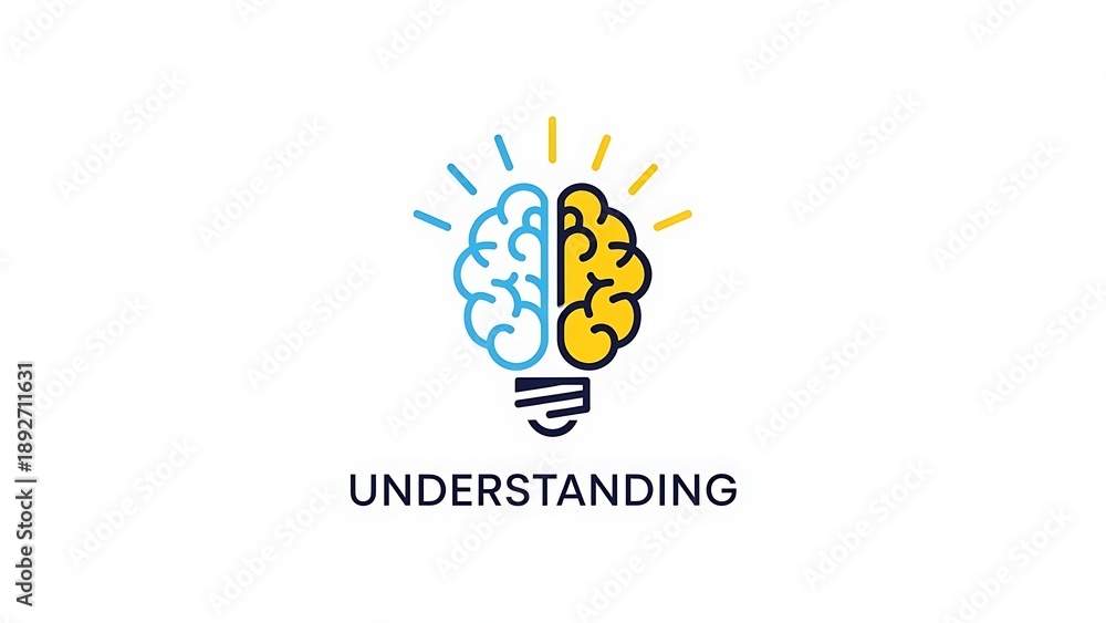 Fototapeta premium Brain lightbulb understanding concept icon.