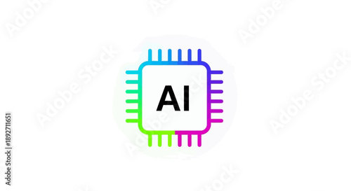 AI chip icon with colorful gradient, artificial intelligence concept