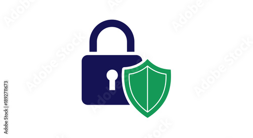 Padlock and Shield Icon: Security, Protection, Privacy, Safety