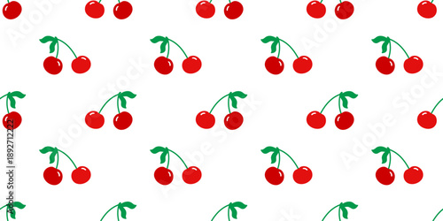 Cute cherry seamless background. Ideal for kawaii wallpapers, spring fabrics, and charming dessert packaging