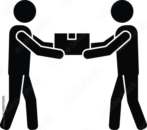 Delivery Transfer Package Handover People Courier Service Logistics Shipping Transport Icon Silhouette Vector Illustration Symbol Black Minimal Business Exchange Support