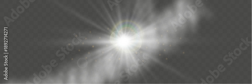  Bright sun, beautiful rainbow, bokeh lights, sparkling effects.