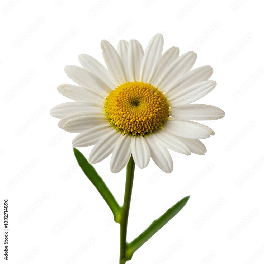 Fototapeta premium A beautiful white daisy flower with a yellow center against a black background