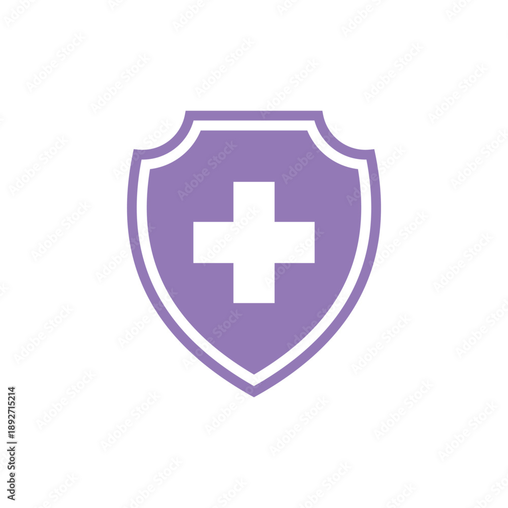 Fototapeta premium Simple Cross Healthcare Shield Icon Logo Template