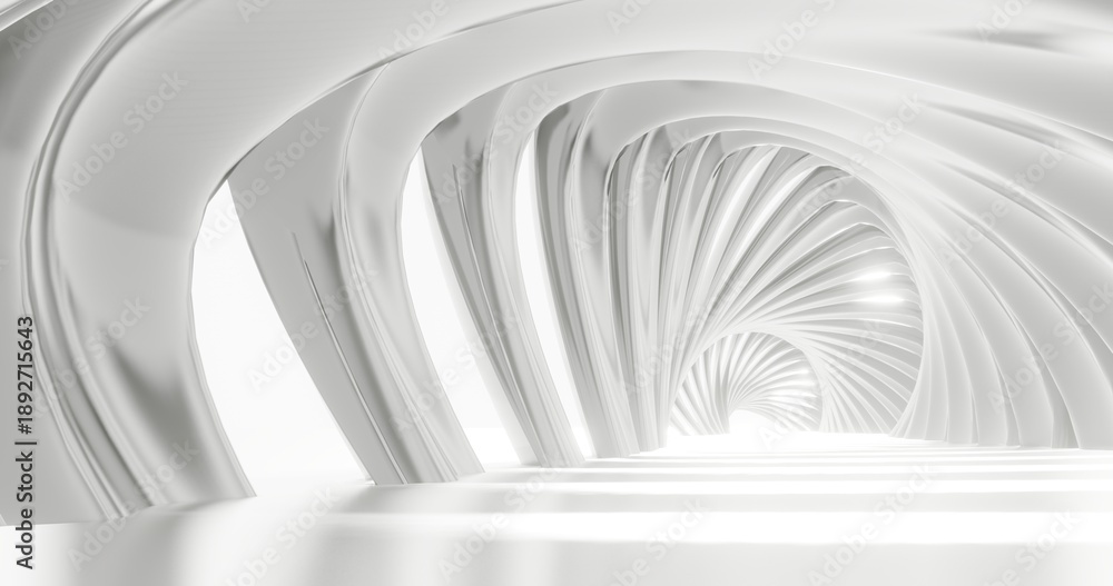 Fototapeta premium Abstract white architecture background arched interior 3d render