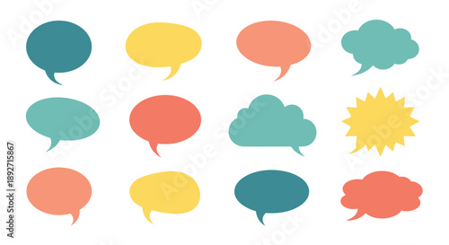 Colorful Flat Speech Bubble Set Vector Illustration