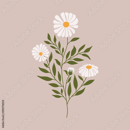 Daisies flowers positive quote flower design margarita mariposa stationery, mug, t-shirt, phone case, sticker and etc. Vector illustration.