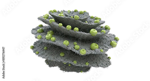 Abstract Organic Structure with Green Spheres