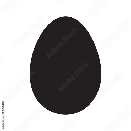 Black egg shape on a white background, minimalist vector design element, isolated.